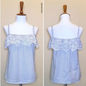 Isa & Ella striped ruffled eyelet lace top Cottagecore Feminine top Size M